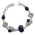 Compre o Best Lapis Lazuli &amp; Rainbow Moonstone Gemstone e 925 Sterling Silver Designer Bracelet Jewelry